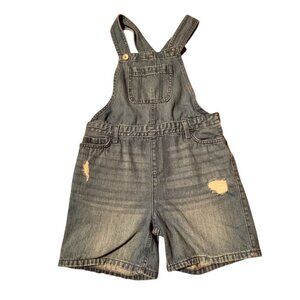 The Childrens Place-TCP-Girls Distressed Overalls-Shortalls-Blue-12-GUC